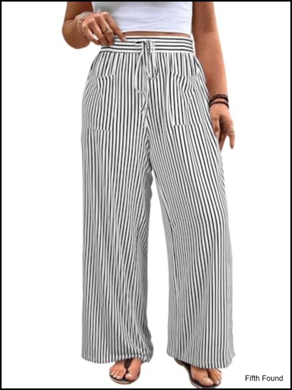 Plus Size Wide Leg Pants High Waist Stripe Palazzo Elastic Lounge Trousers with